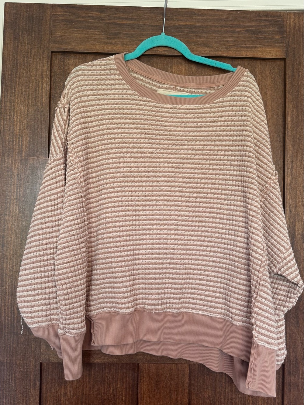 SOLD American Eagle Outfitters Pink Waffle-Knit Pullover Sweater